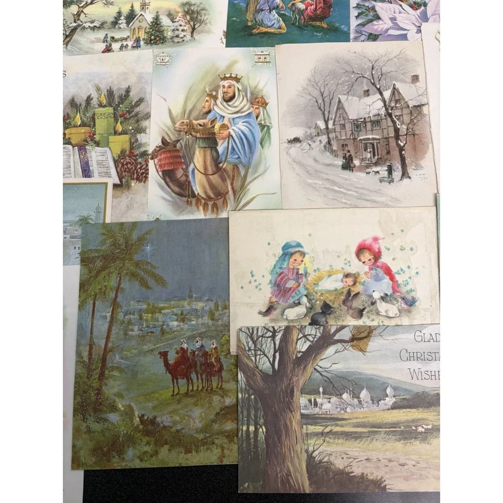 Vintage Retro Christmas Cards Fronts ONLY 1950s 1960s Scrapbooking Crafts 50+